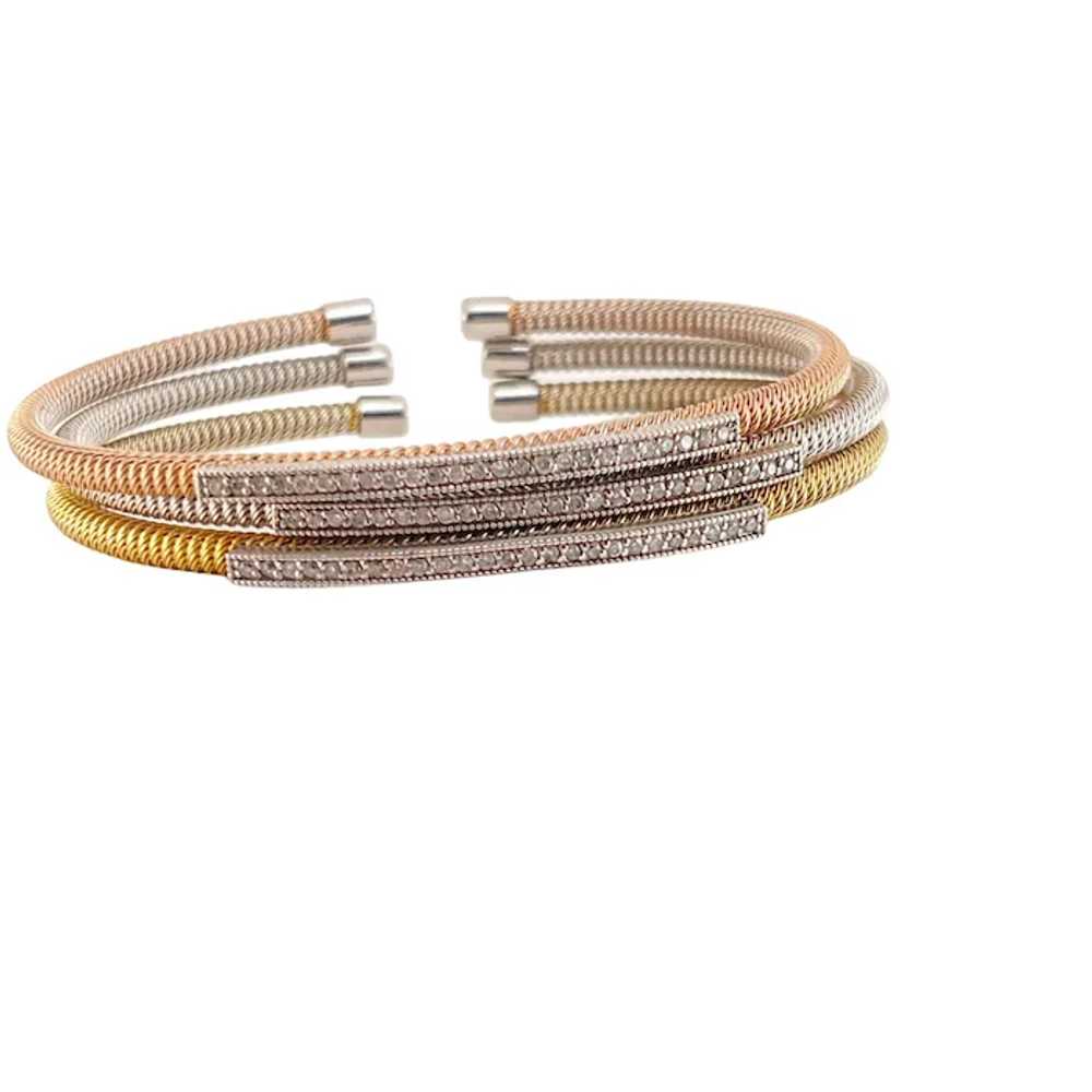 Flex Coiled Cuff Bracelet Set of 3 925 Diamond Ro… - image 5