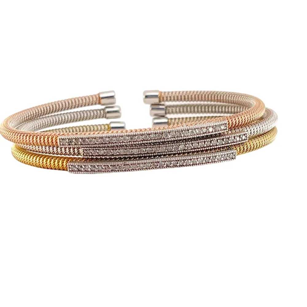 Flex Coiled Cuff Bracelet Set of 3 925 Diamond Ro… - image 6