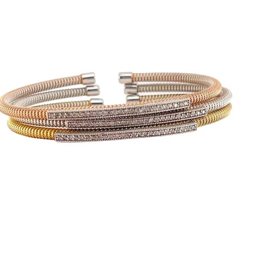 Flex Coiled Cuff Bracelet Set of 3 925 Diamond Ro… - image 8