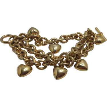 Vintage Joan Rivers Golden Puff Heart Charms Heavy