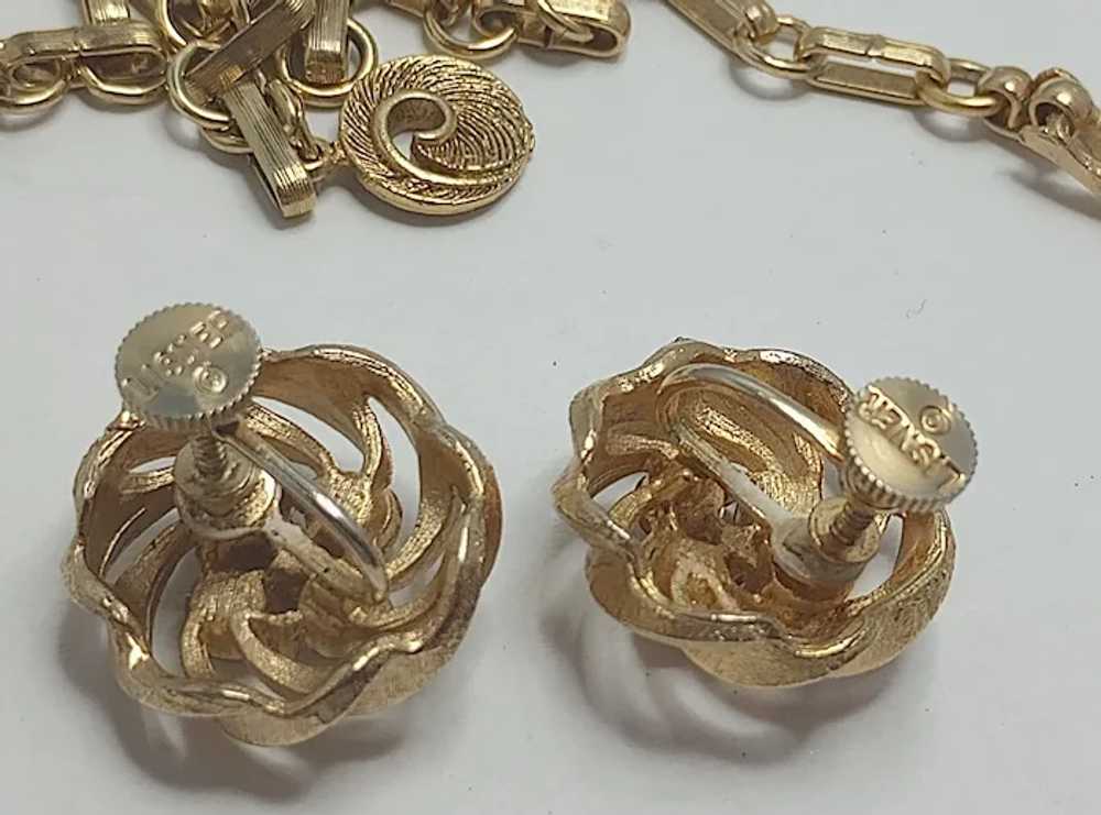 Vintage MCM Lisner Necklace & Earrings, Goldtone,… - image 3