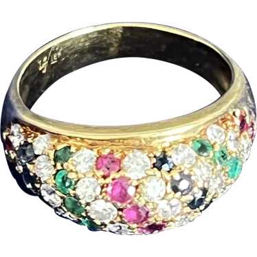 18 Carat Yellow Gold, Diamond, Sapphire, Ruby and… - image 1