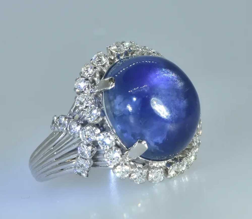 Blue Star Sapphire, 27 cts., unheated, and Diamon… - image 8