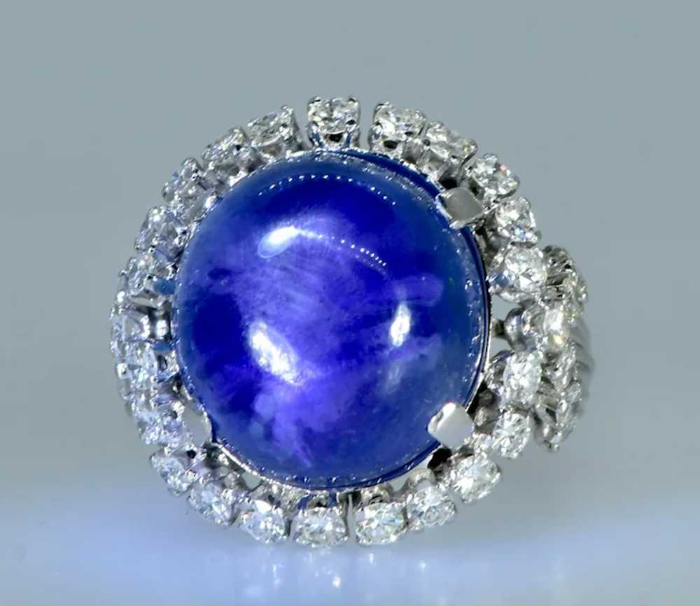 Blue Star Sapphire, 27 cts., unheated, and Diamon… - image 9