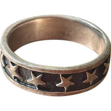 Sterling Silver Band with Stars - US Size 10 1/2 - image 1