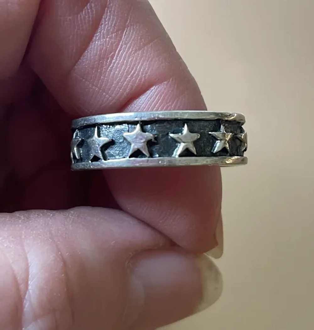 Sterling Silver Band with Stars - US Size 10 1/2 - image 3