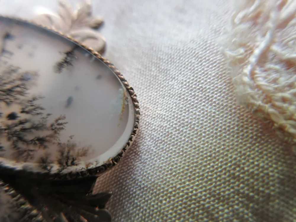 Antique Victorian 10K Moss Agate Pin - image 4