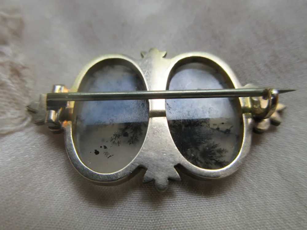 Antique Victorian 10K Moss Agate Pin - image 8