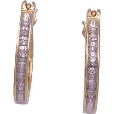 Diamond Hoop Earrings .16 Carat TW 10K Two-Tone G… - image 1