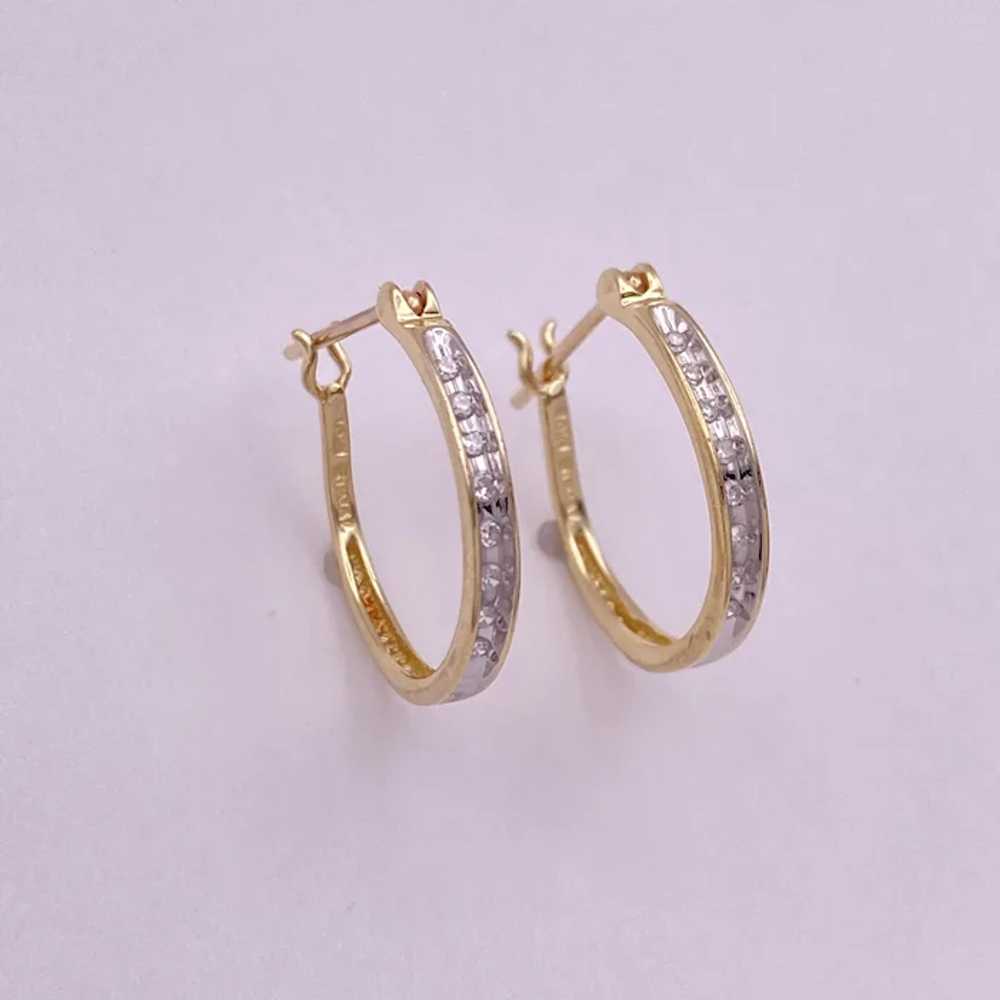 Diamond Hoop Earrings .16 Carat TW 10K Two-Tone G… - image 2