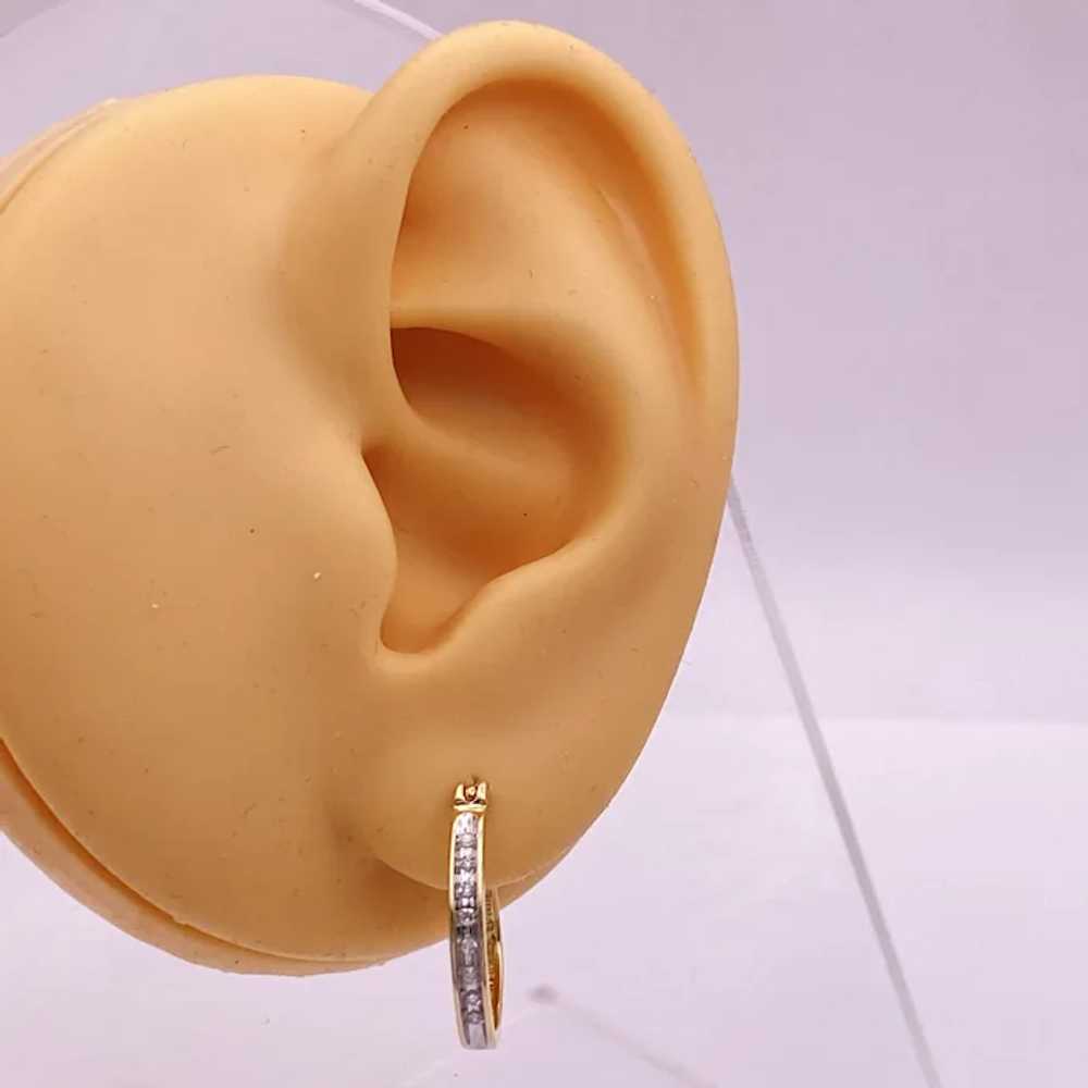 Diamond Hoop Earrings .16 Carat TW 10K Two-Tone G… - image 3