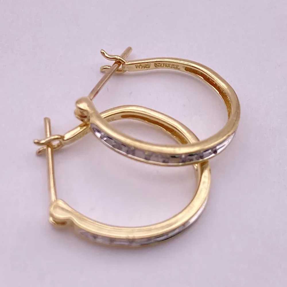 Diamond Hoop Earrings .16 Carat TW 10K Two-Tone G… - image 4