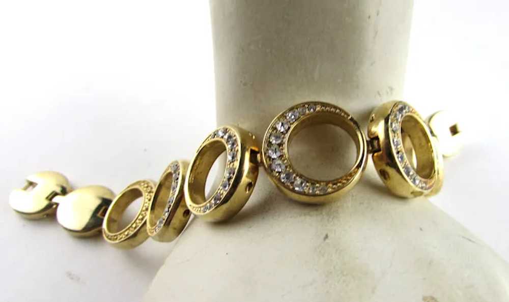 Gold Tone Circle Bracelet With Crystal Accents - image 11