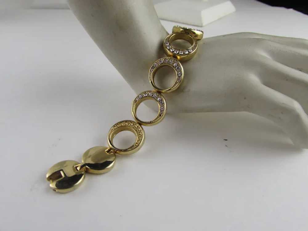 Gold Tone Circle Bracelet With Crystal Accents - image 4
