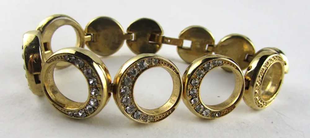 Gold Tone Circle Bracelet With Crystal Accents - image 9