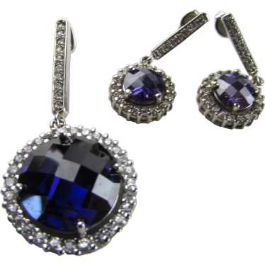 Sterling Silver Pendant and Matching Earrings Wit… - image 1