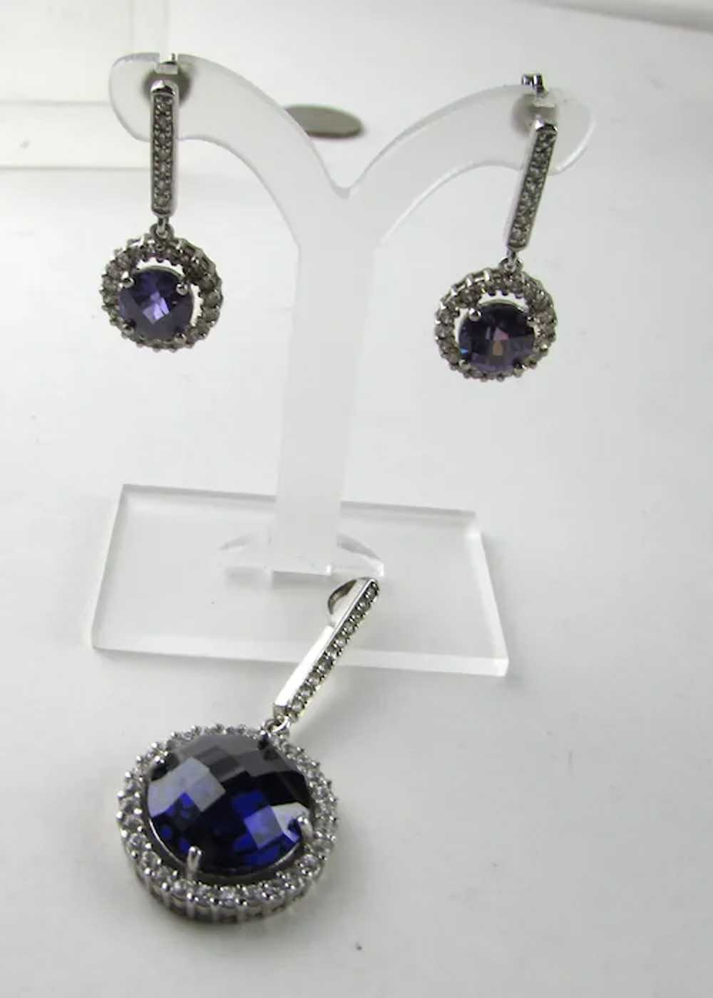 Sterling Silver Pendant and Matching Earrings Wit… - image 2