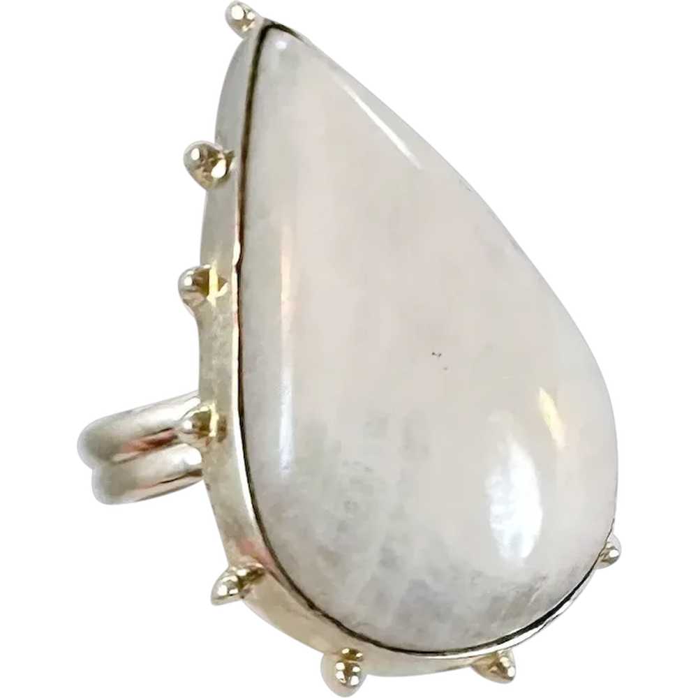 Moonstone Ring, Sterling Silver, White Moonstone,… - image 1