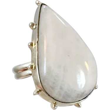 Moonstone Ring, Sterling Silver, White Moonstone,… - image 1