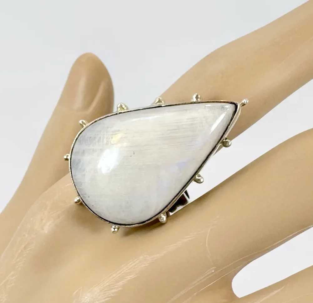 Moonstone Ring, Sterling Silver, White Moonstone,… - image 3