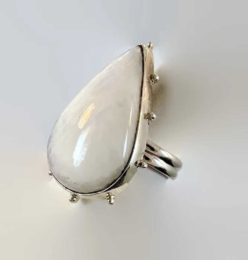 Moonstone Ring, Sterling Silver, White Moonstone,… - image 4
