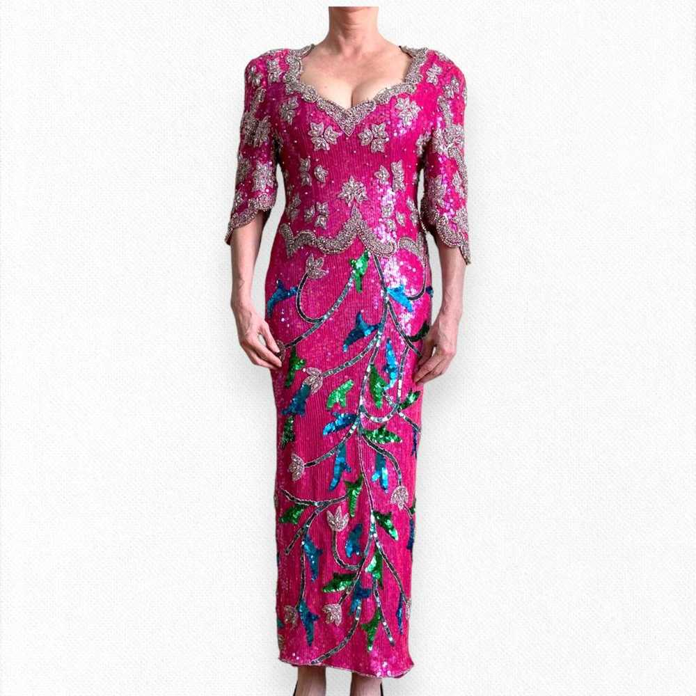 Non Signé / Unsigned Epaulettes silk maxi dress - image 7