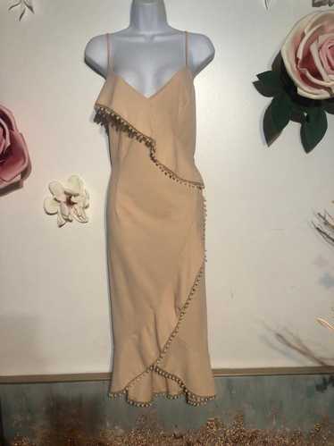 Designer Dress with pear accent Beige