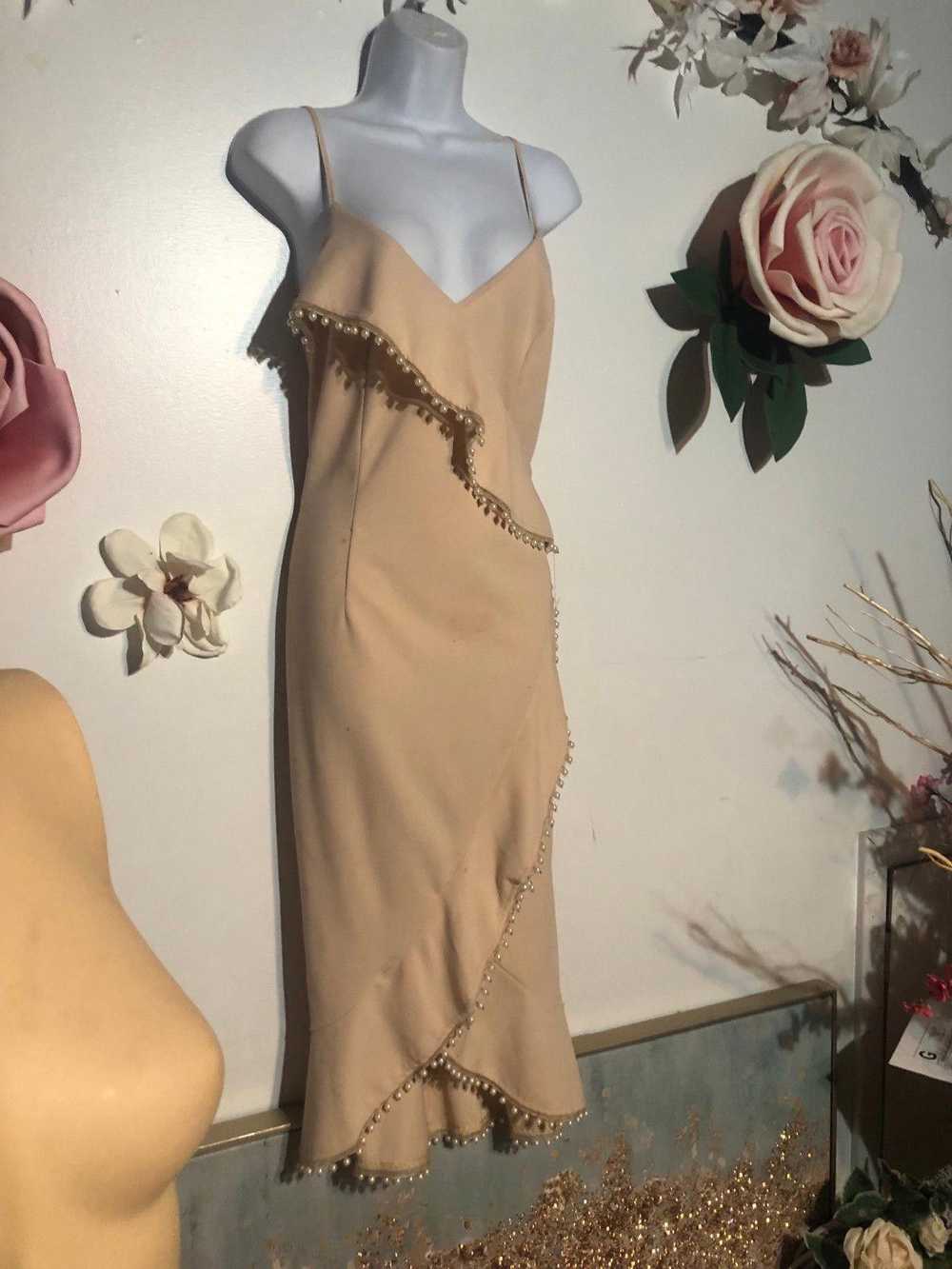 Designer Dress with pear accent Beige - image 2