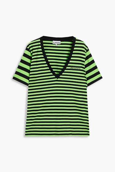 Ganni Ganni Striped Cotton-jersey T-shirt size L