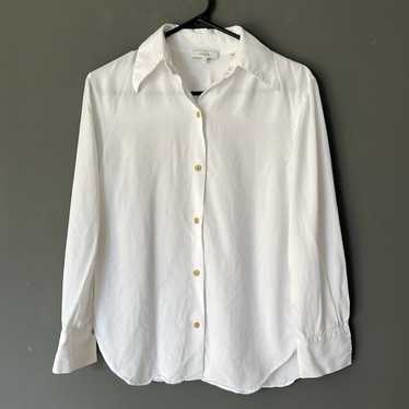 Vince White Button Up Long Sleeve Top XS - image 1