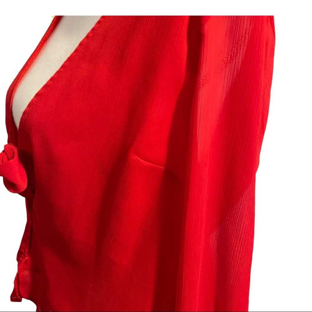Tularosa Red Long Sleeve Ruffle Winnie Top Small - image 3