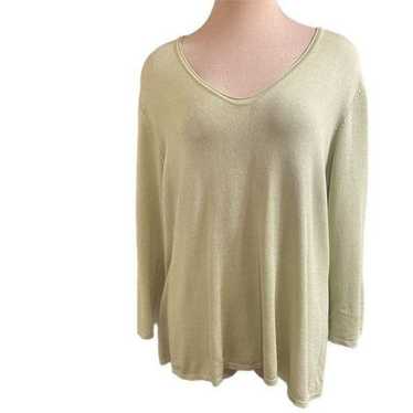 Eileen Fisher Woman Green Italian Yarn Silk Shirt… - image 1