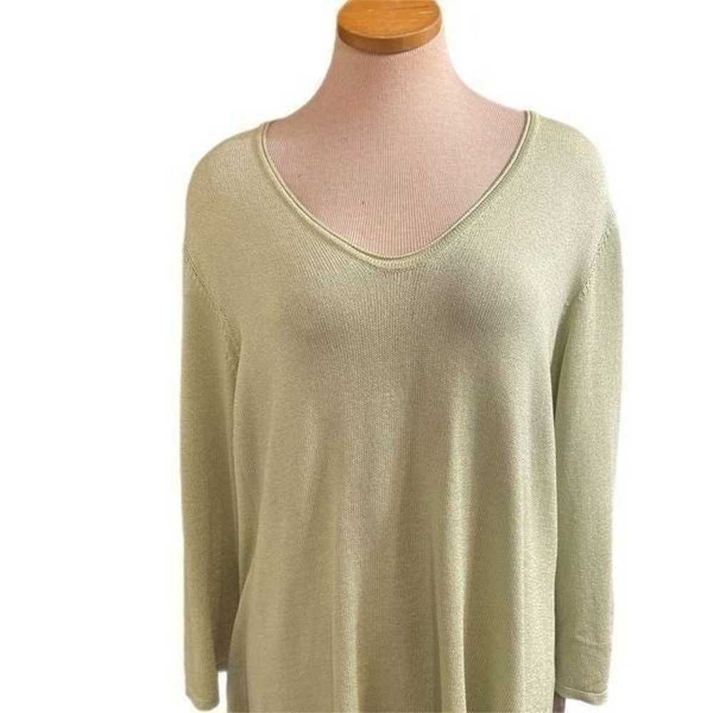 Eileen Fisher Woman Green Italian Yarn Silk Shirt… - image 2