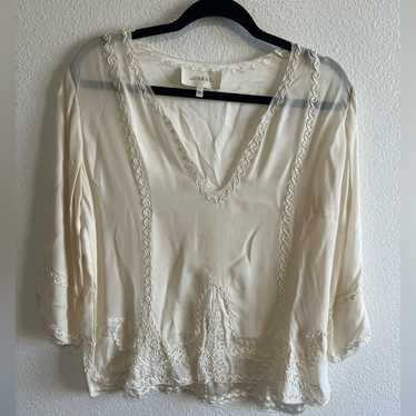 The Great.  Cream Silk V neck Blouse Size 1 - image 1