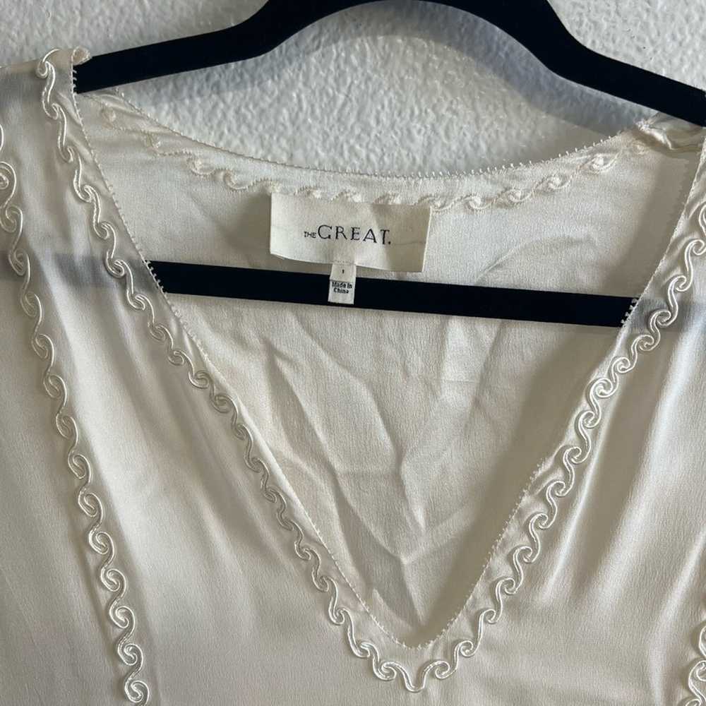 The Great.  Cream Silk V neck Blouse Size 1 - image 2