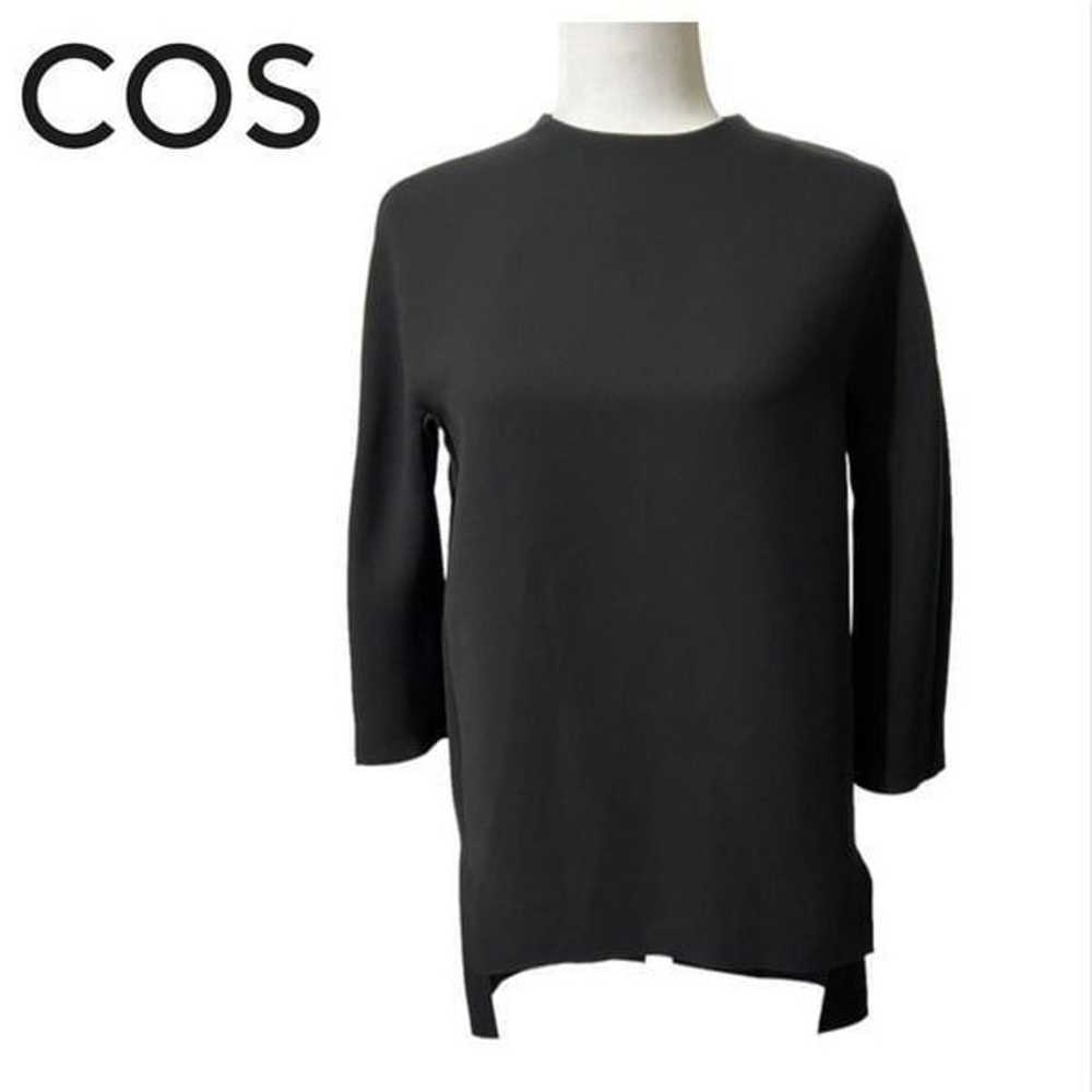 COS** Small Black Tunic Blouse 3/4 sleeve hi low … - image 1