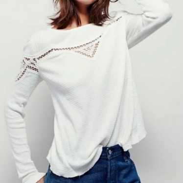 FREE PEOPLE DAY DREAM LACE THERMAL LONG SLEEVE BLU