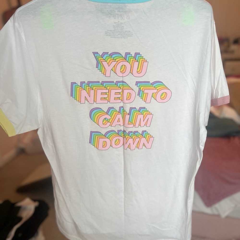 you need to calm down taylor swift ringer t shirt - image 2