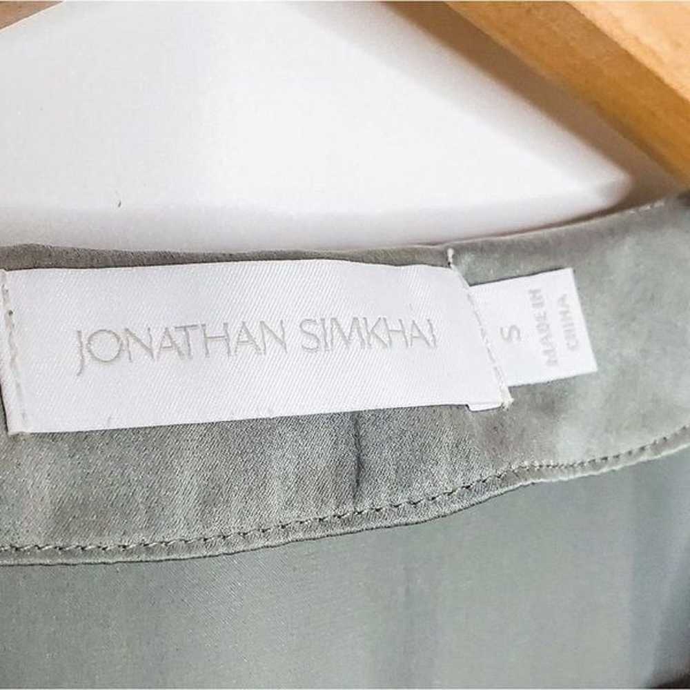 Jonathan Simkhai Sage Green Remington 100% Silk V… - image 4