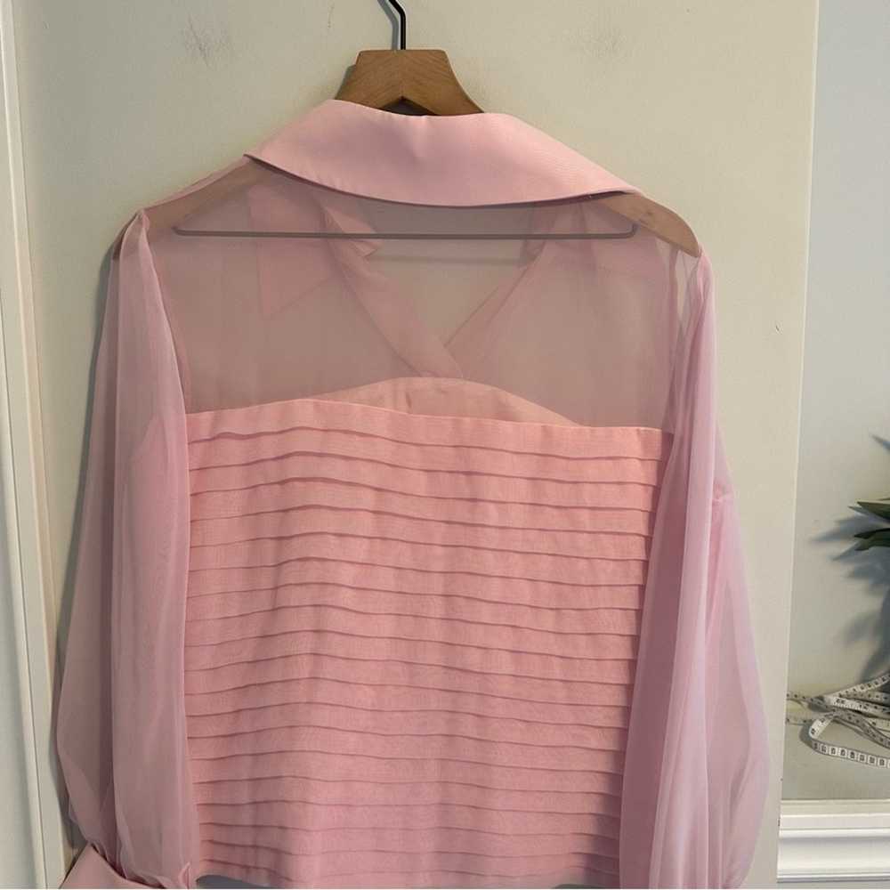 Jovani Pink Pleated Long Sleeve Top Blouse 14 - image 6