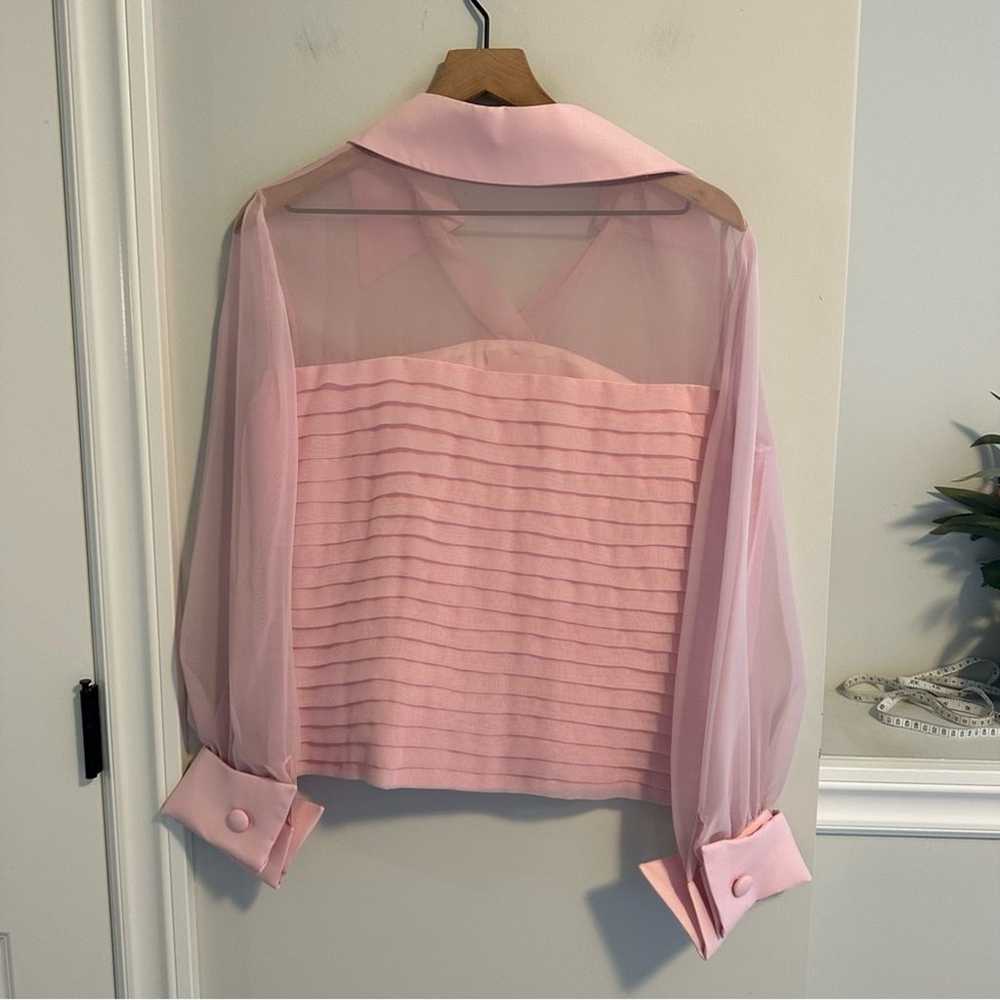 Jovani Pink Pleated Long Sleeve Top Blouse 14 - image 7