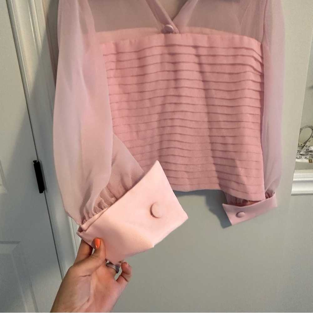 Jovani Pink Pleated Long Sleeve Top Blouse 14 - image 9