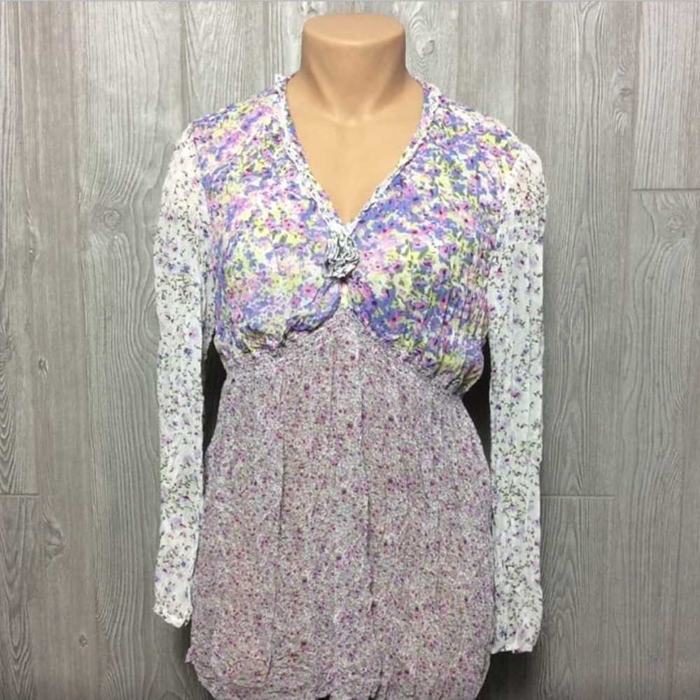 Lavender floral Kaktus blouse L - image 1