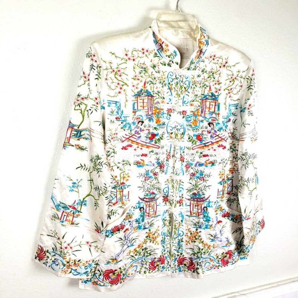 Women's Vintage by Chico's Silk Blend Chinese Col… - image 2