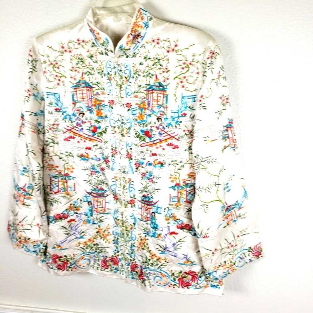 Women's Vintage by Chico's Silk Blend Chinese Col… - image 3