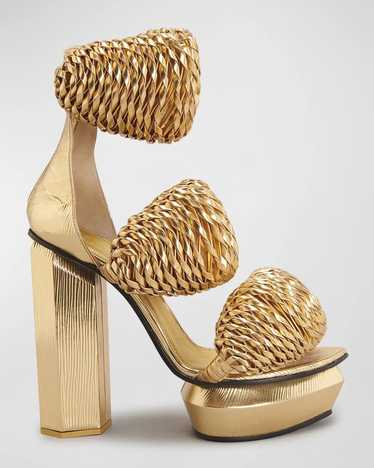 Balmain o1srvl11e0524 Platform Sandals in Gold - image 1