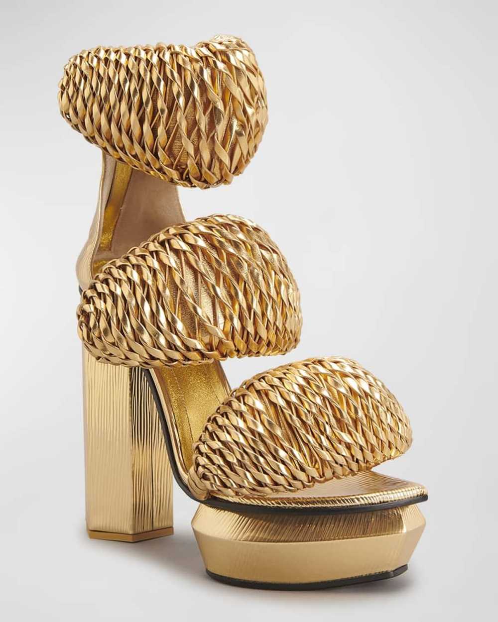 Balmain o1srvl11e0524 Platform Sandals in Gold - image 3
