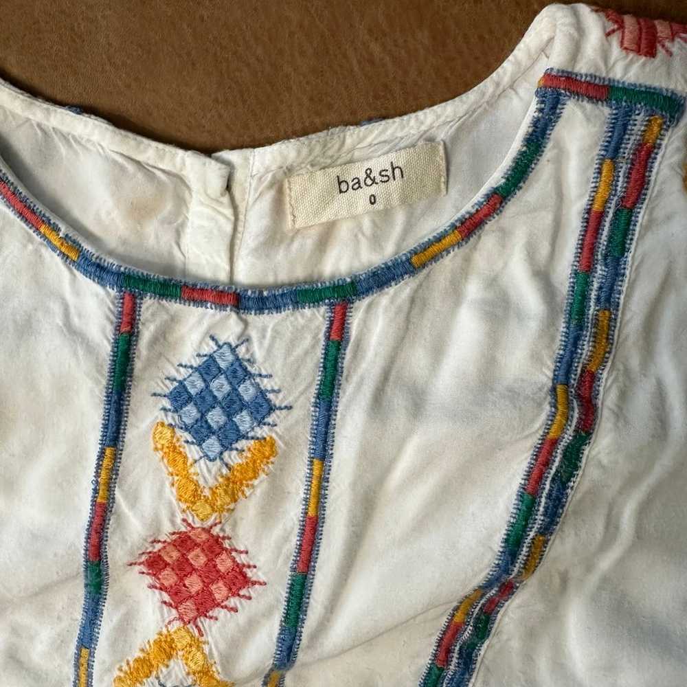 ba&sh Colorful Embroidered Blouse Size 4 - Small … - image 4