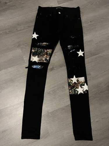 Amiri black hawaiian star patch amiri jeans