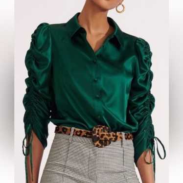 VERONICA BEARD Lillian stretch silk emerald green… - image 1